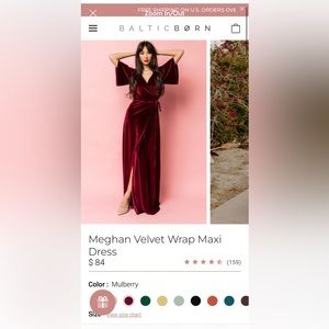 Baltic Born Velvet Wrap Dress. Worn once. No alternations. Size Small.